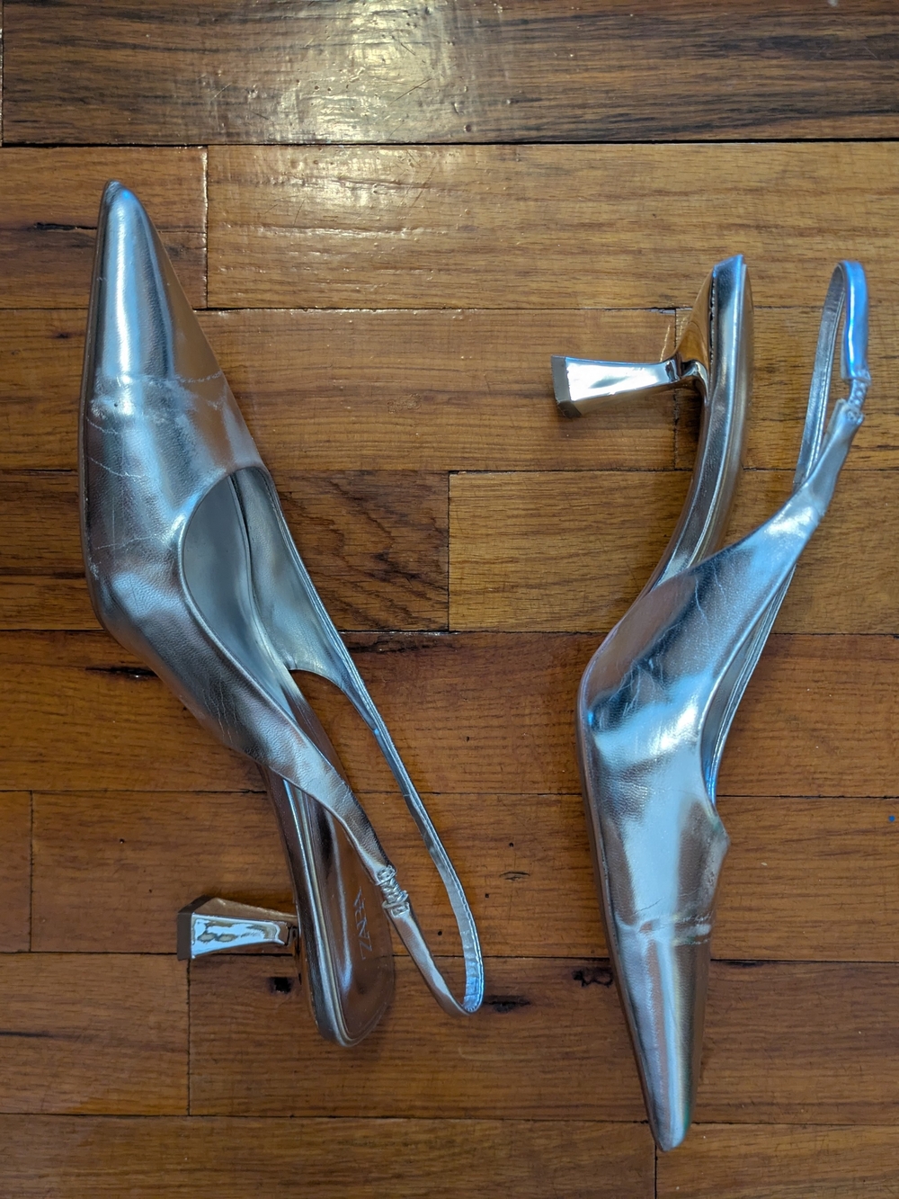 Silver Slingback Pumps - Picture 2 of 3